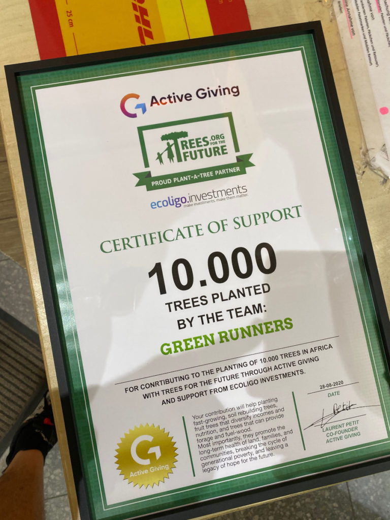 Certificate of 10,000 planted trees